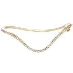 Paige Novick Yellow Gold Infinity Curved Hinged Bracelet with Diamond Pave