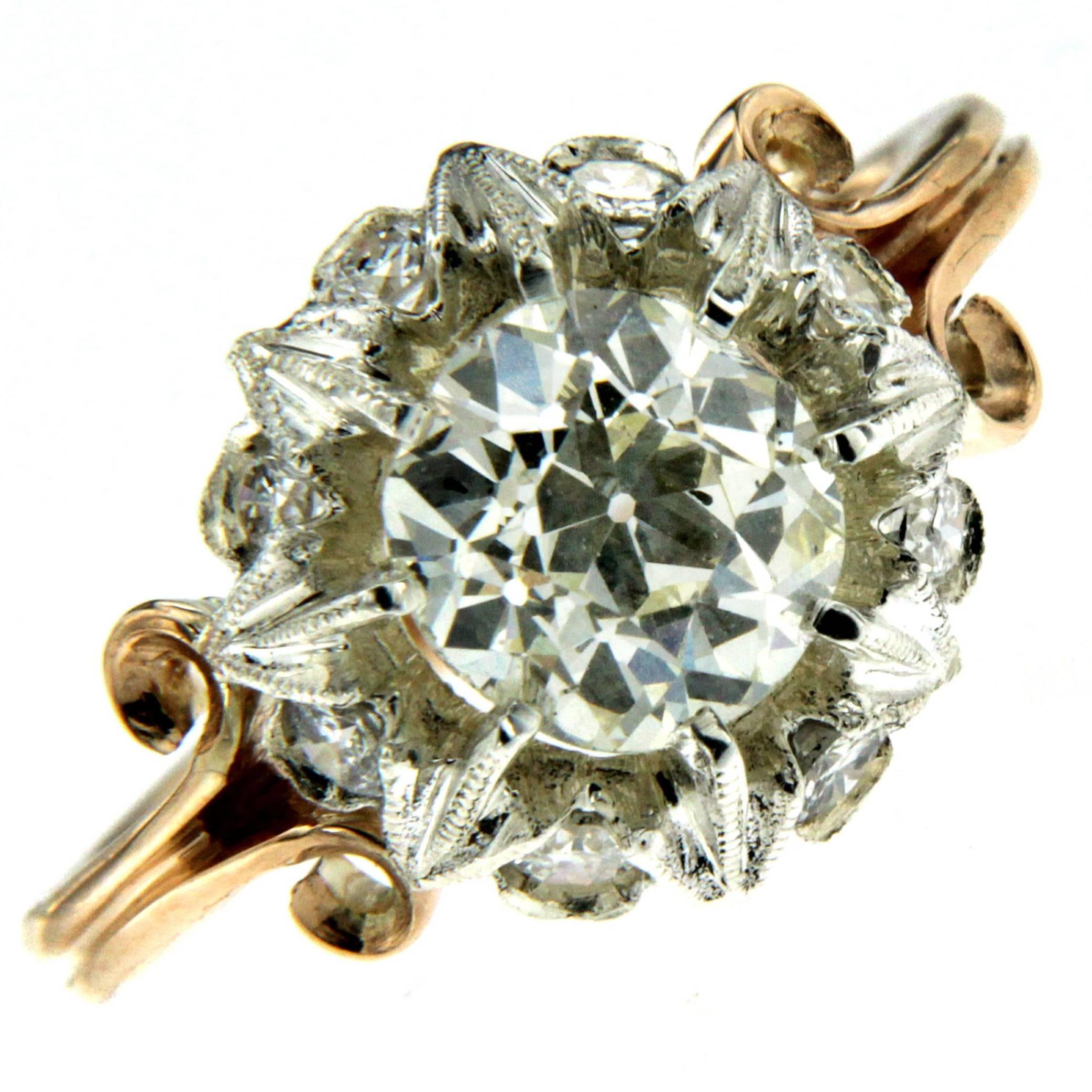1890 Diamond Gold Engagement Ring