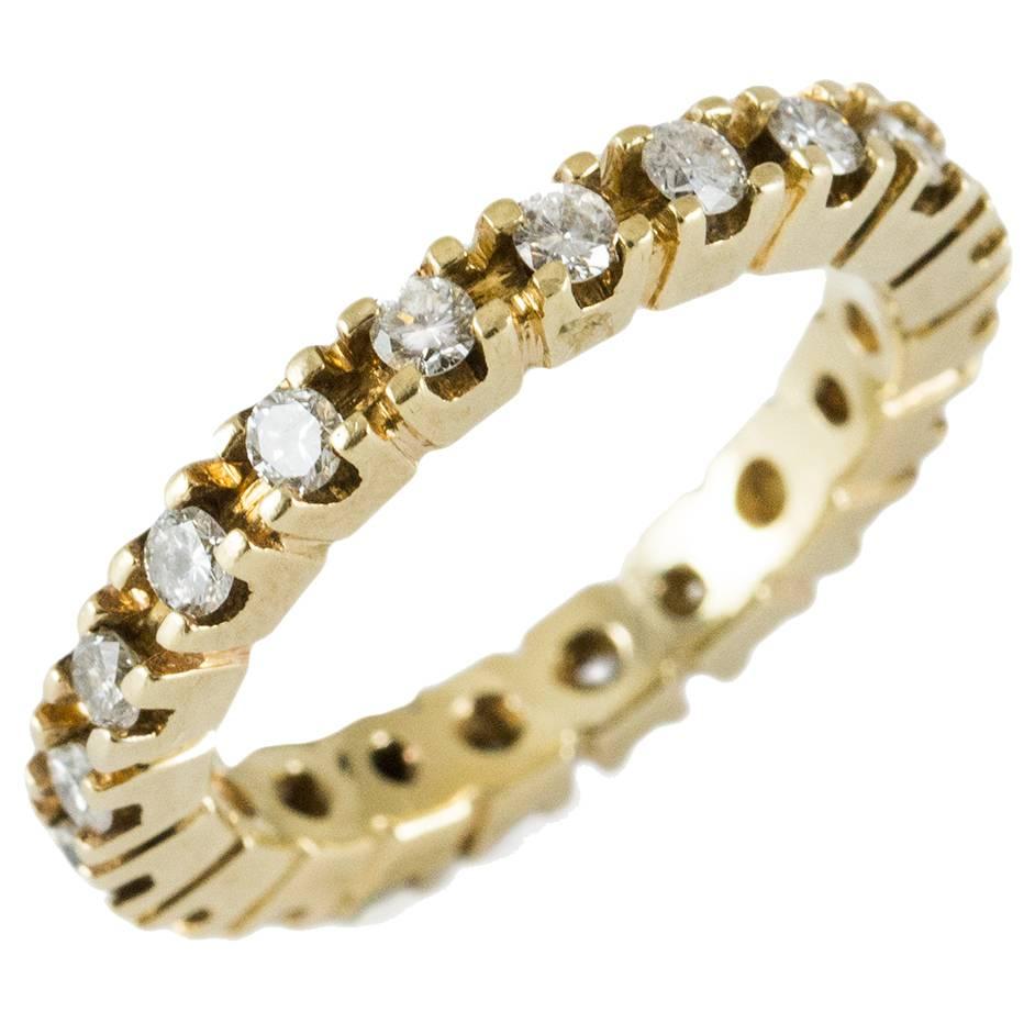 14k Yellow Gold Eternity Band Size 5.5 For Sale