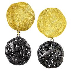 Silver Gold Platinum Drop Textured Clip-on Earrings Ltd Edition Handmade in NYC 11