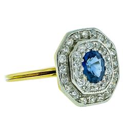 Lady's Sapphire Diamond 18KT and Platinum Ring
