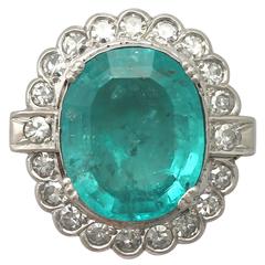 1950s 8.19 Carat Emerald and 1.48ct Diamond White Gold Cocktail Ring 1