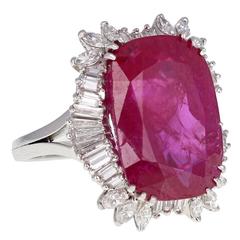14.50 Carat Burma No Heat Ruby Diamond Cluster Ring 9