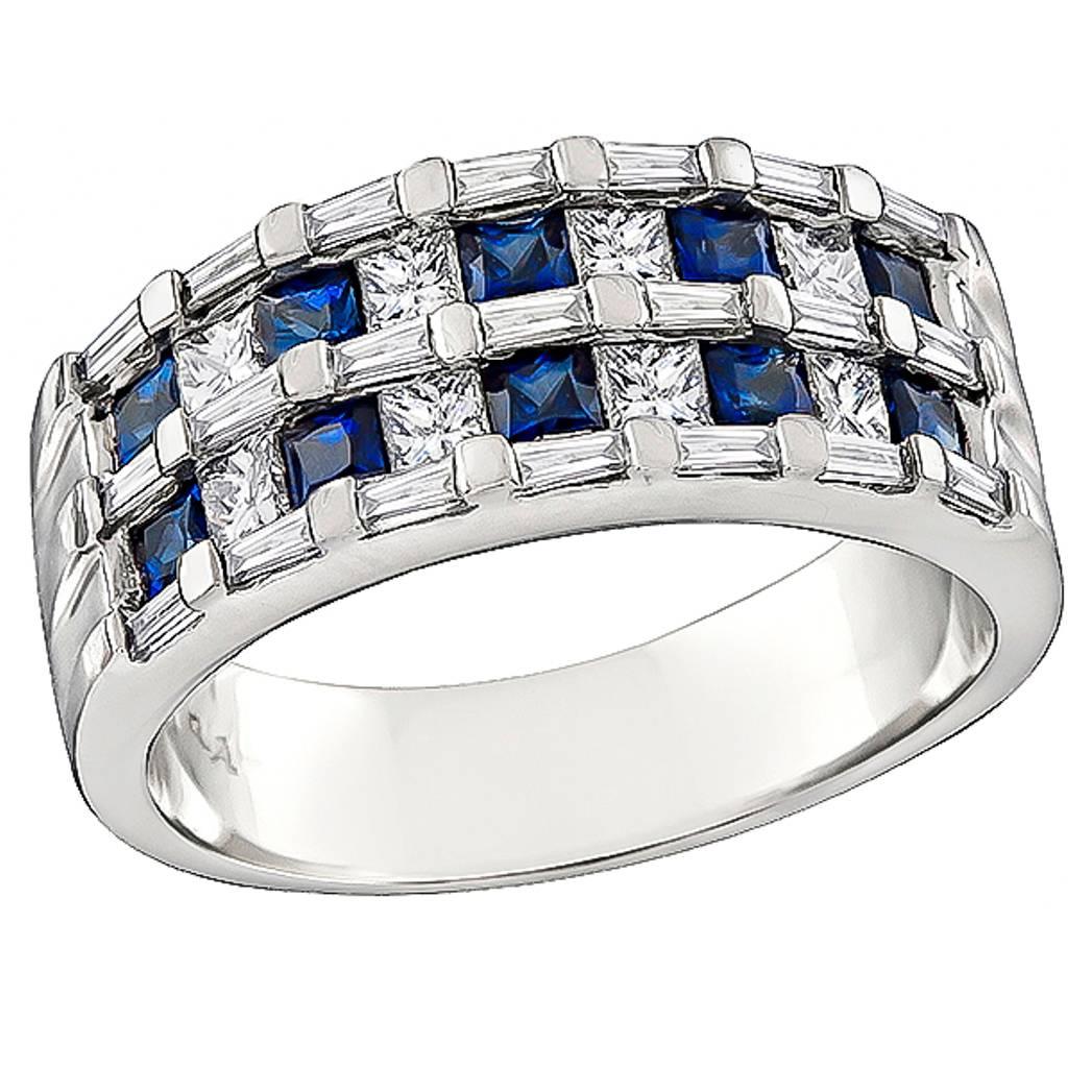 Enticing Diamond Sapphire White Gold Ring