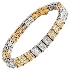 Cartier White and Fancy Yellow Diamond Tennis Bracelet 12