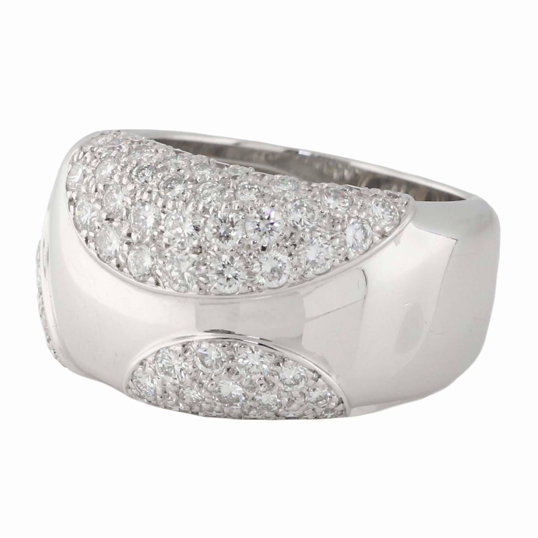 Cartier 18kt White Gold Diamond Band Ring. Size 6.