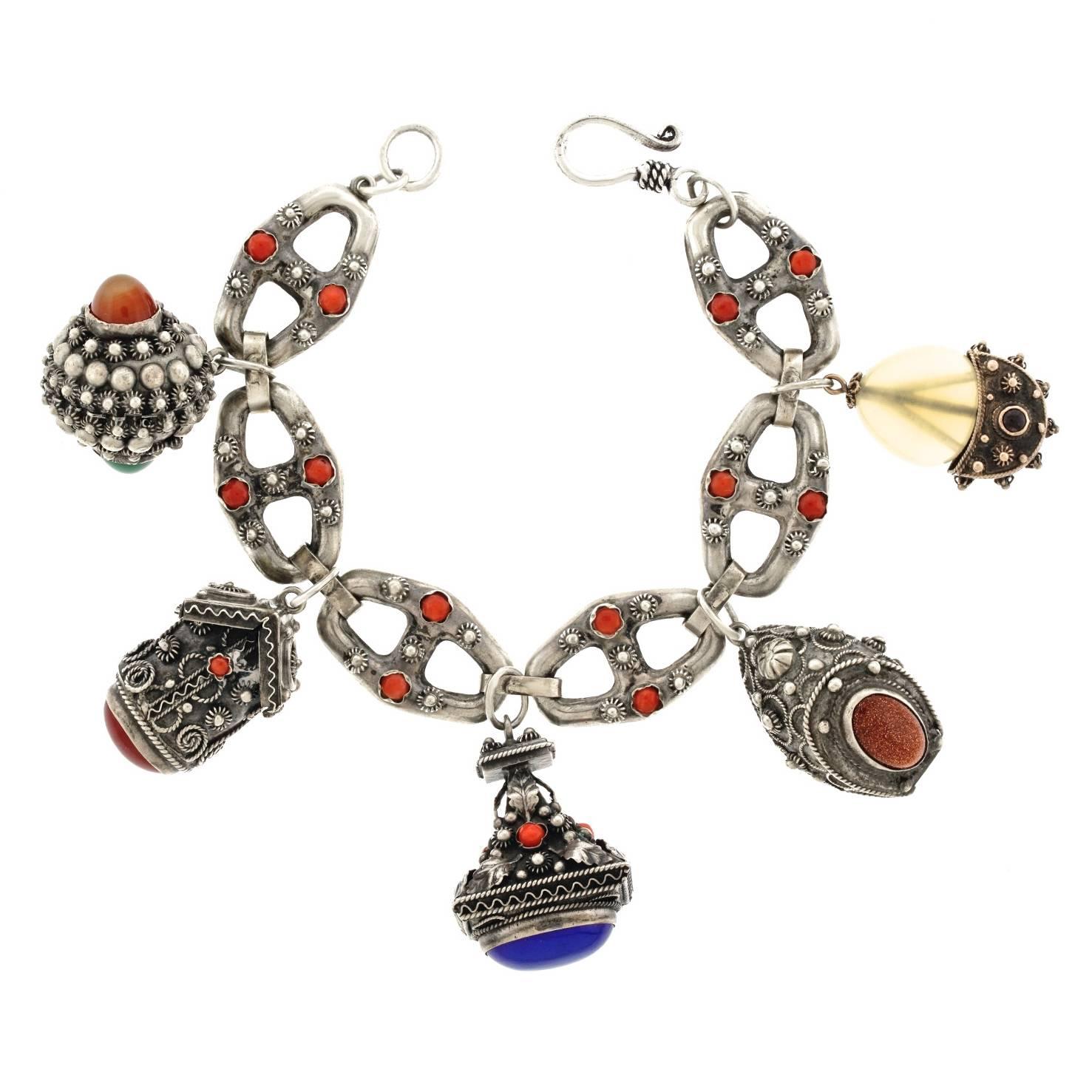 Italian Sterling Charm Bracelet, circa 1920s