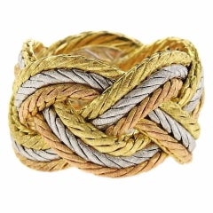 Buccellati Three Color Gold Braided Woven Ring