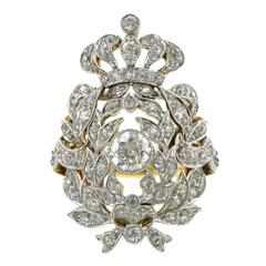 Antique Crown & Laurel Wreath Diamond Pave Ring, Circa 1915