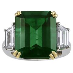 12.14 carat Columbian Emerald Diamond Ring 5