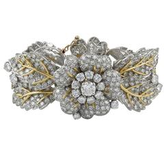 Longines Ladies Platinum Yellow Gold Diamond Floral Bracelet Wristwatch 5