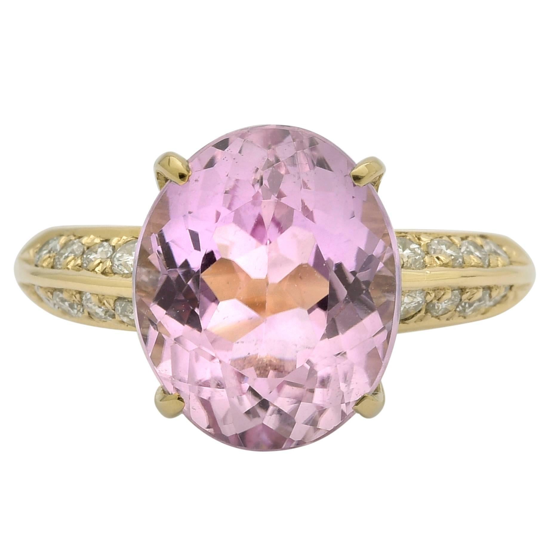 Kunzite and Diamond Ring