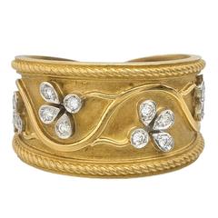 Gold and Diamond Foliate Band Ring