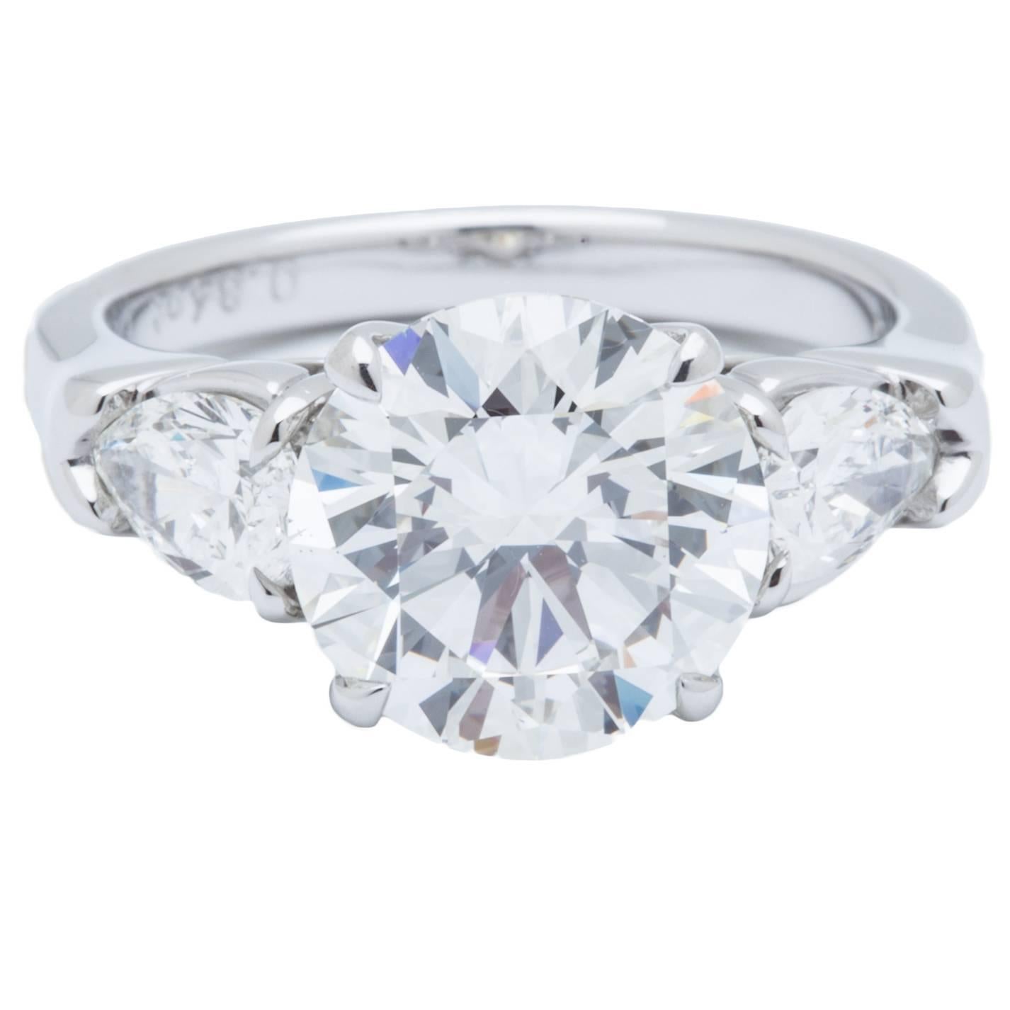 Diamond Platinum Ring 3.33 Carat GIA Certified For Sale