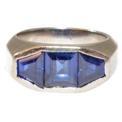 Art Deco Sapphire Platinum Band Ring