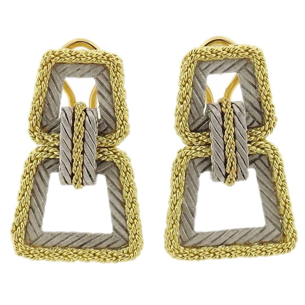 Buccellati Two Color Gold Braided Doorknocker Earrings