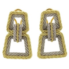 Buccellati Two Color Gold Braided Doorknocker Earrings
