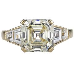 3.45 Carat Asscher Cut Diamond Engagement Ring 