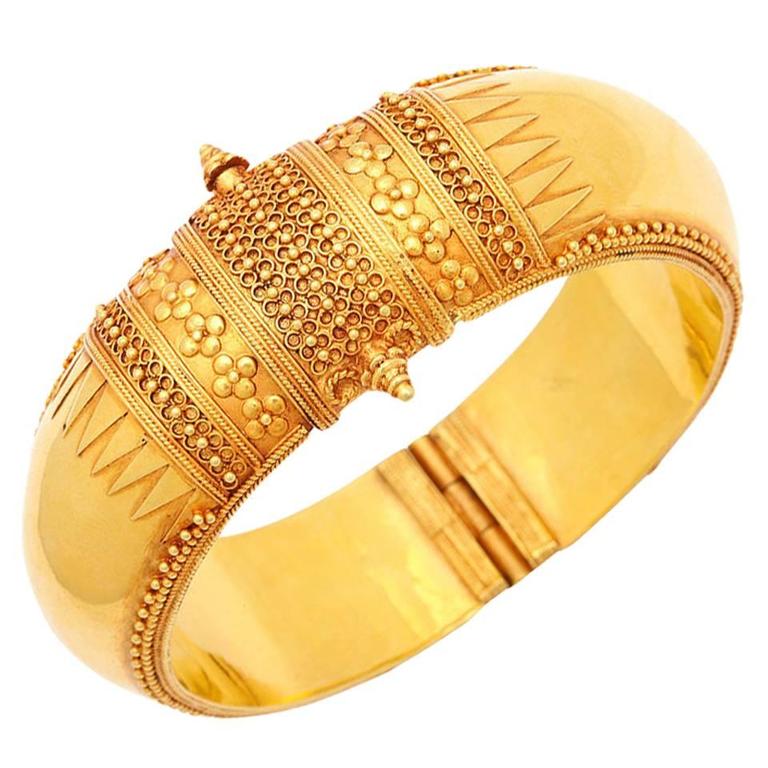 Gold Flower Temple Bracelet at 1stDibs
