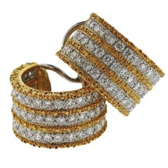 Buccellati Diamond Two Color Gold Hoop Earrings
