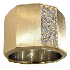 Satin Gold Diamond Satin Gold Handmade Facet Bolt Band Ring 10