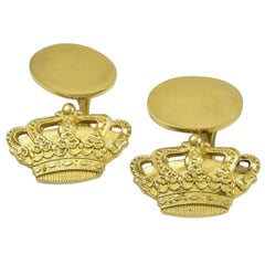 Cartier Sterling Vermeil Crown Cufflinks