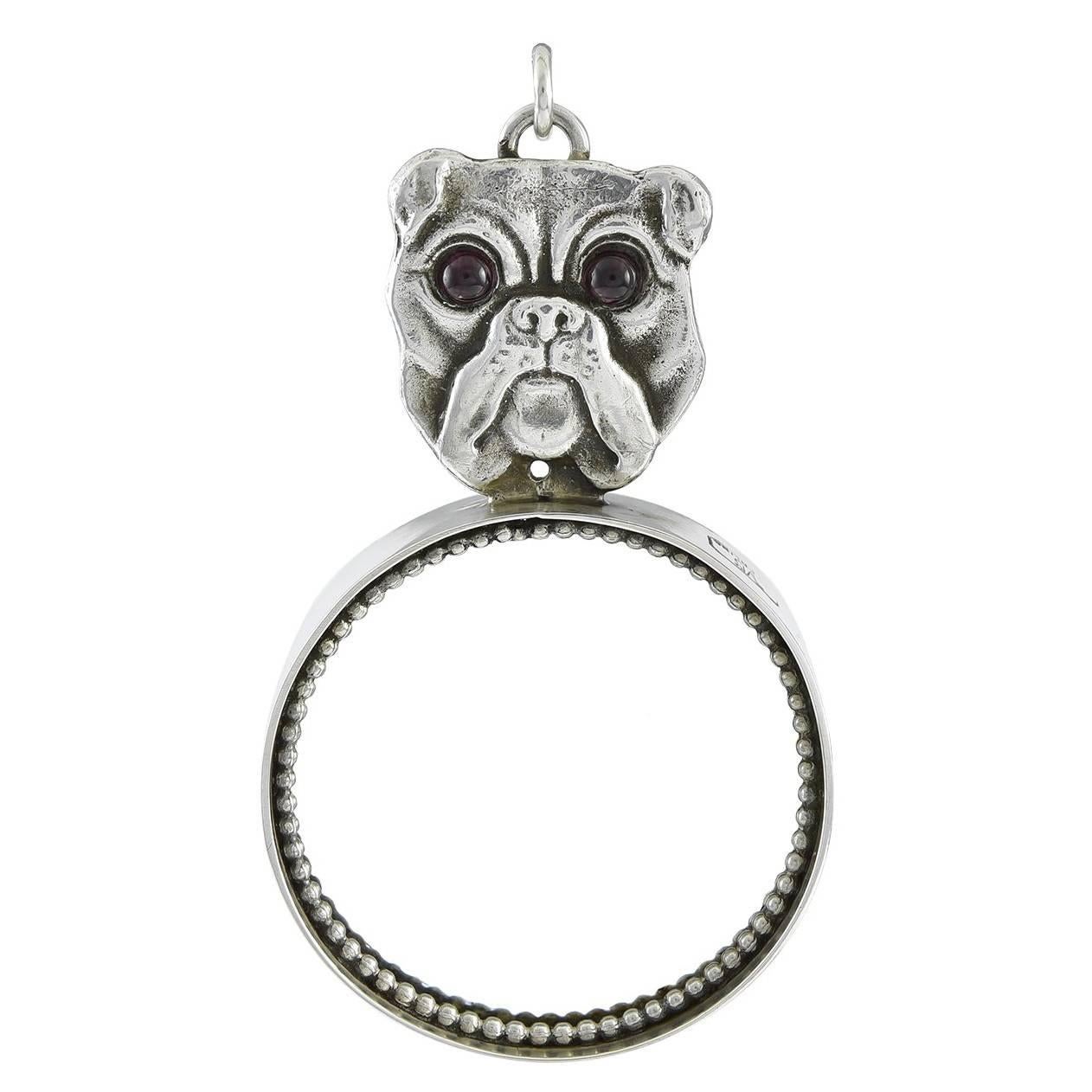 English Bulldog Sterling Magnifier For Sale