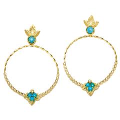 Stambolian Sleeping Beauty Turquoise Diamond Gold Enchanted Garden Earrings 11