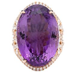 Amethyst Diamond Gold Ring 8