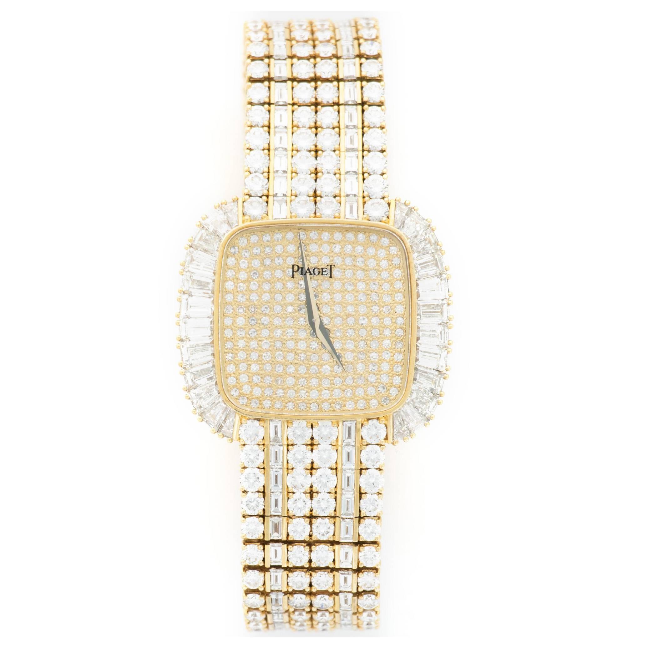 Piaget Ladies Yellow Gold Baguette Diamond Bracelet Wristwatch 