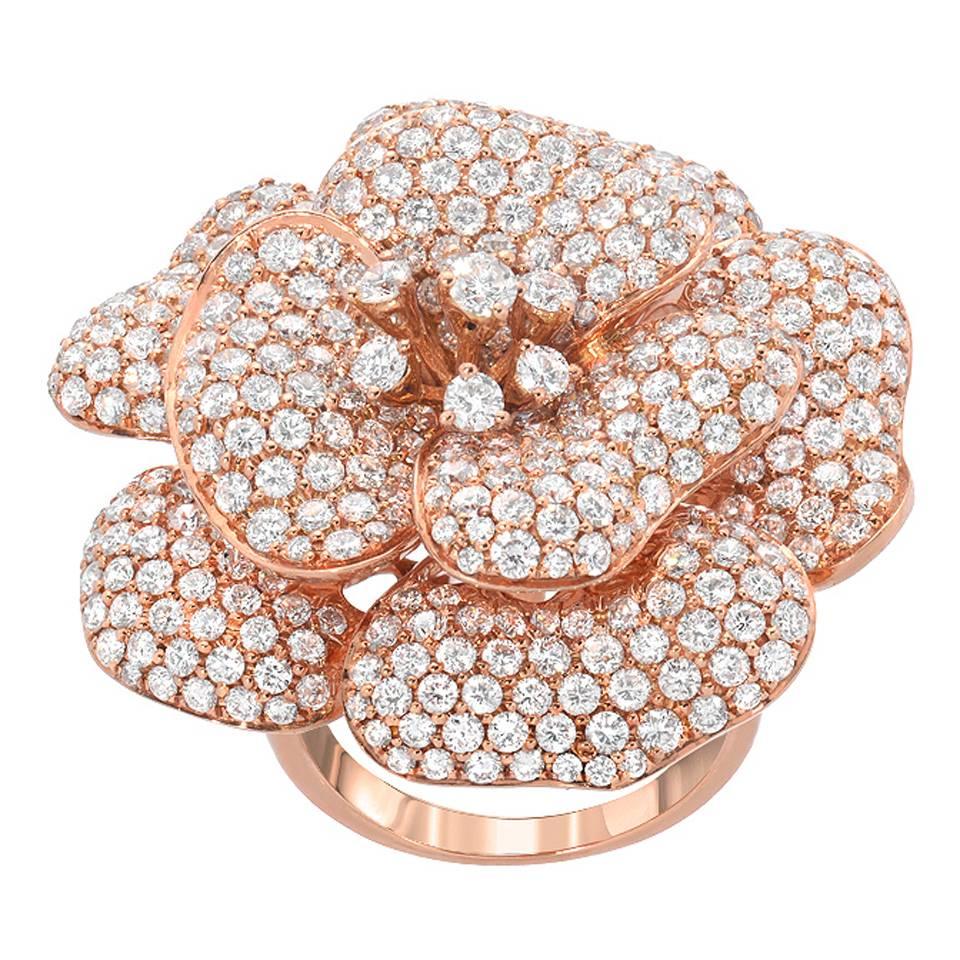 Diamond Gold Flower Ring