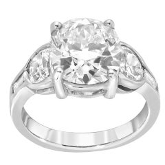 3.51 Carat Antique Cushion Cut Diamond G-VS2 Gold Ring, GIA