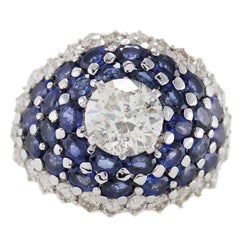 Sapphire Diamond Gold Dome Ring