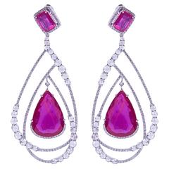 Ruby and Rose Cut Diamond Drop Earrings 12