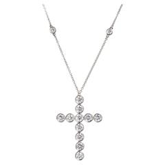 Tiffany & Co. Diamond Platinum Jazz Cross Pendant Necklace