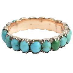 Georgian Turquoise Silver Gold Full Eternity Ring