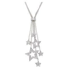 Tiffany & Co .80 Carat Diamond Platinum Multi Star Pendant Necklace