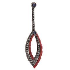 Luise Coral Sapphire Diamond Silver Gold Necklace Pendant 2