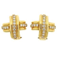 Tiffany 
Co. Diamond Gold Classic X Earrings