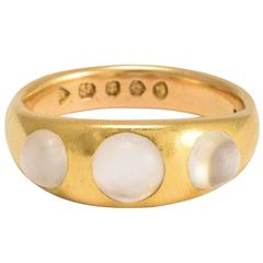 Victorian Moonstone Three-Stone Gold Gypsy Ring