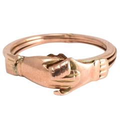 Victorian Gimmel Fede Handclasp Rose Gold Ring