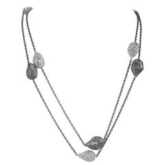 Sterling Silver Platinum Textured Station Necklace Choker Handmade in NYC Ltd Ed
