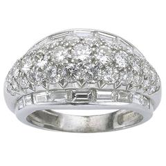 1940s Diamond Platinum Bombé Band Ring