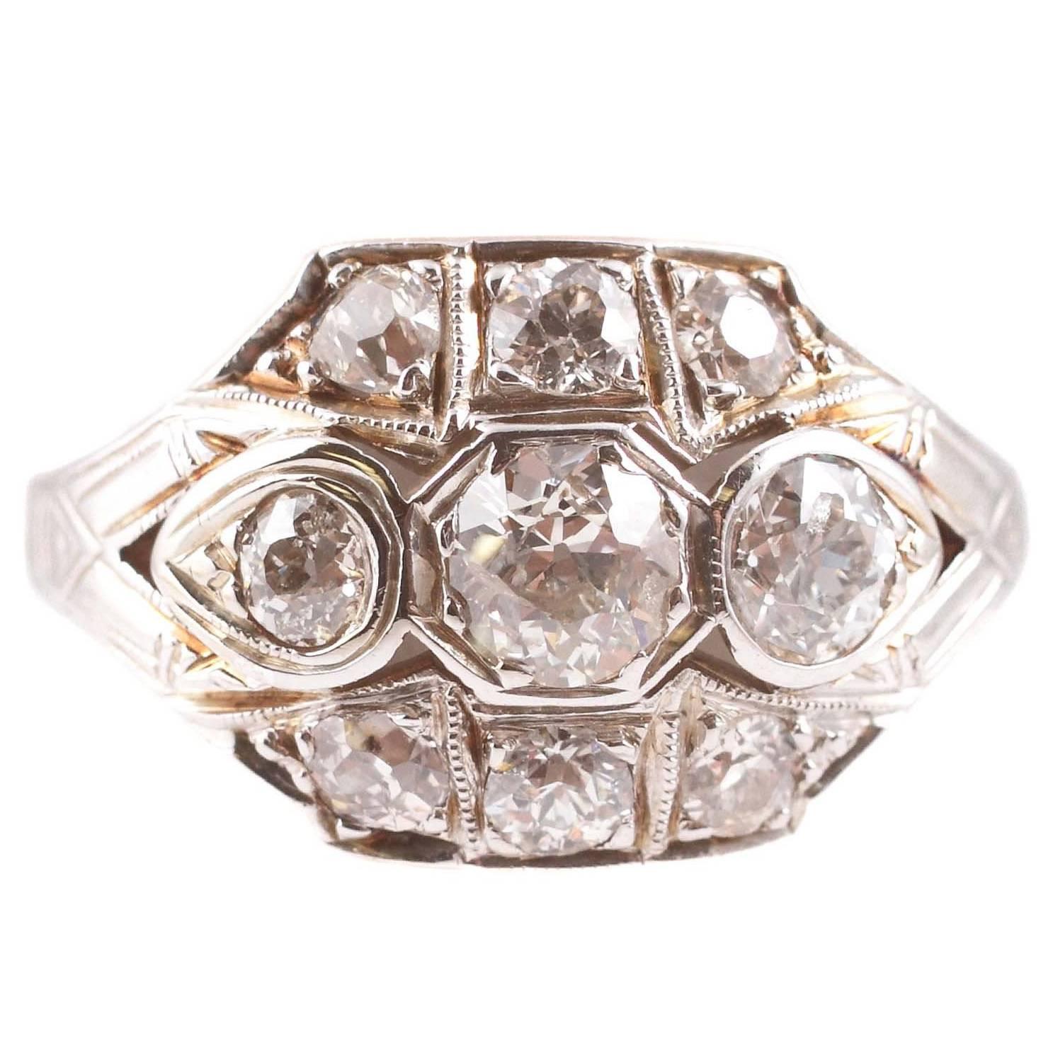 1.20 Carats Old European Cut Diamond Wedding Ring in 14 Karat Gold