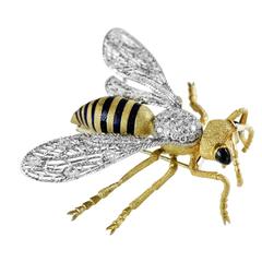 Buccellati Enamel Sapphire Diamond Gold Bee Brooch 4