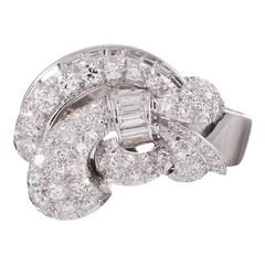1950s Retro Diamond Platinum Ring 8