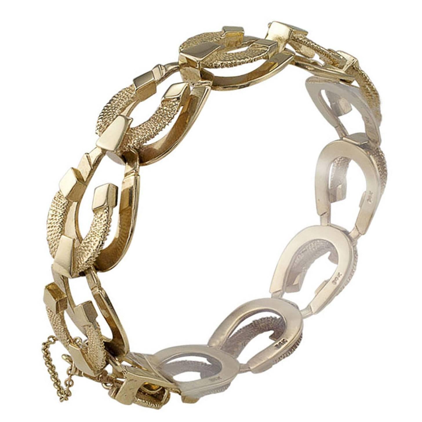 1950s Horseshoe Gold Link Bracelet