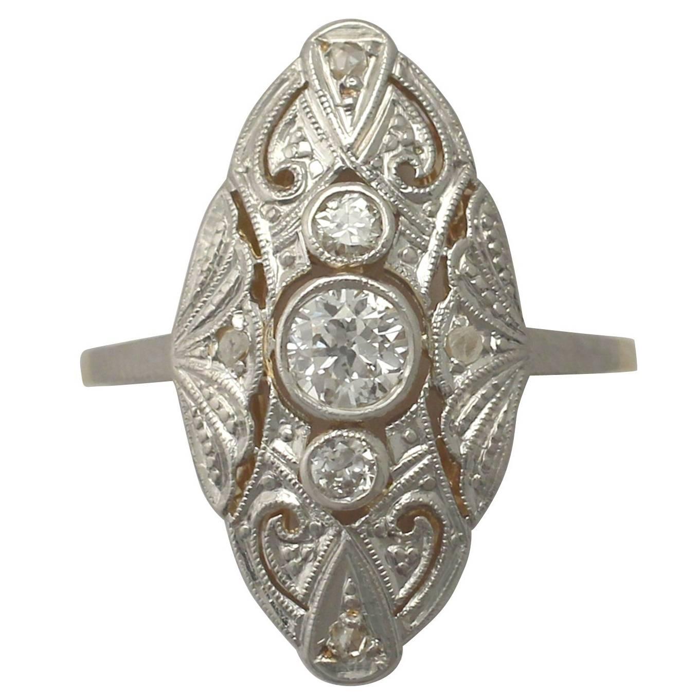 1920s Art Deco Diamond and White Gold and Yellow Gold Cocktail Ring