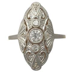 Antique 1920s Art Deco Diamond and White Gold and Yellow Gold Cocktail Ring