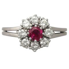 2000s 0.50 Carat Ruby and 0.80 Carat Diamond, White Gold Cluster Ring 1